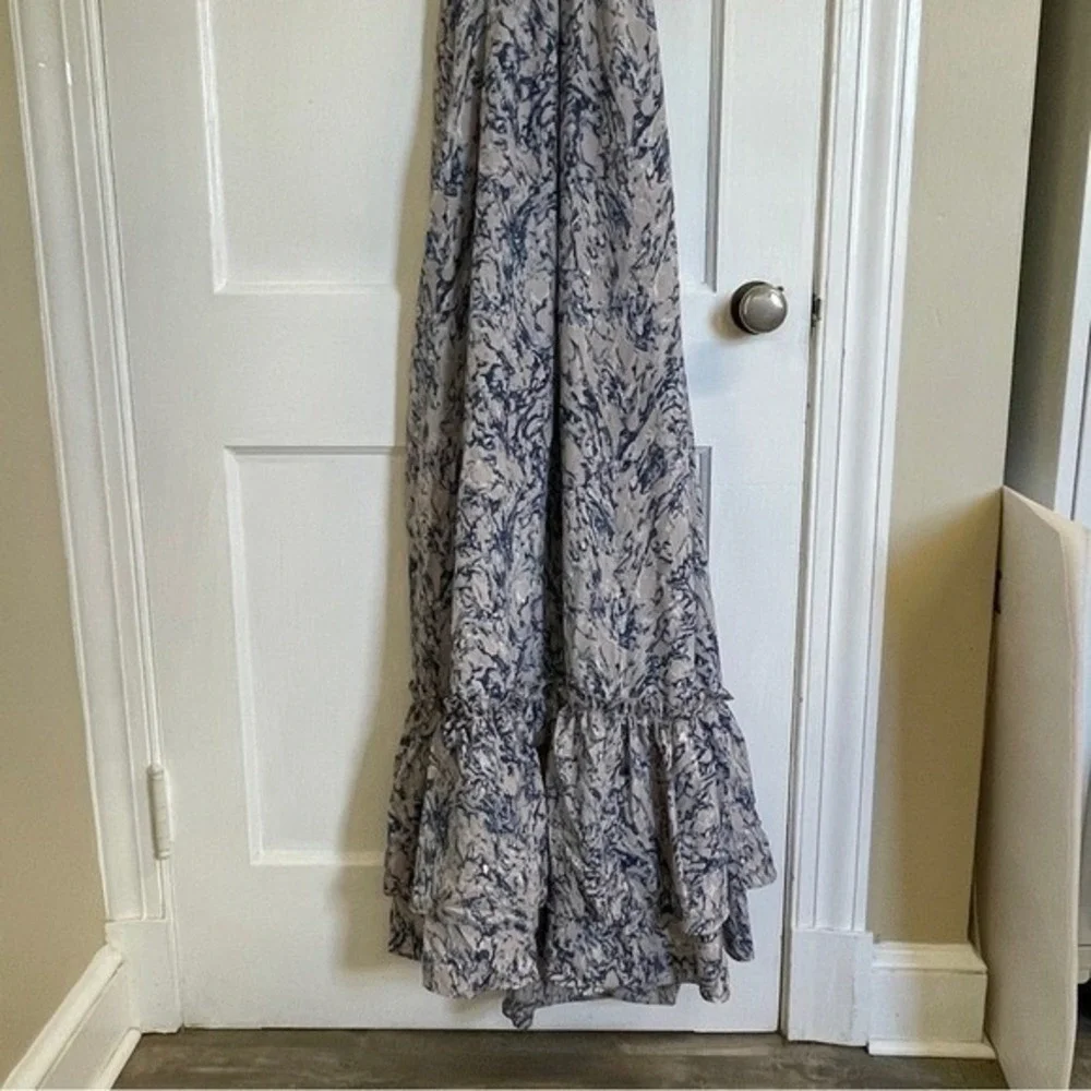 Plastic Island NWT Maxi Dress Marble Print Black Mesh Detail Size‎ Large